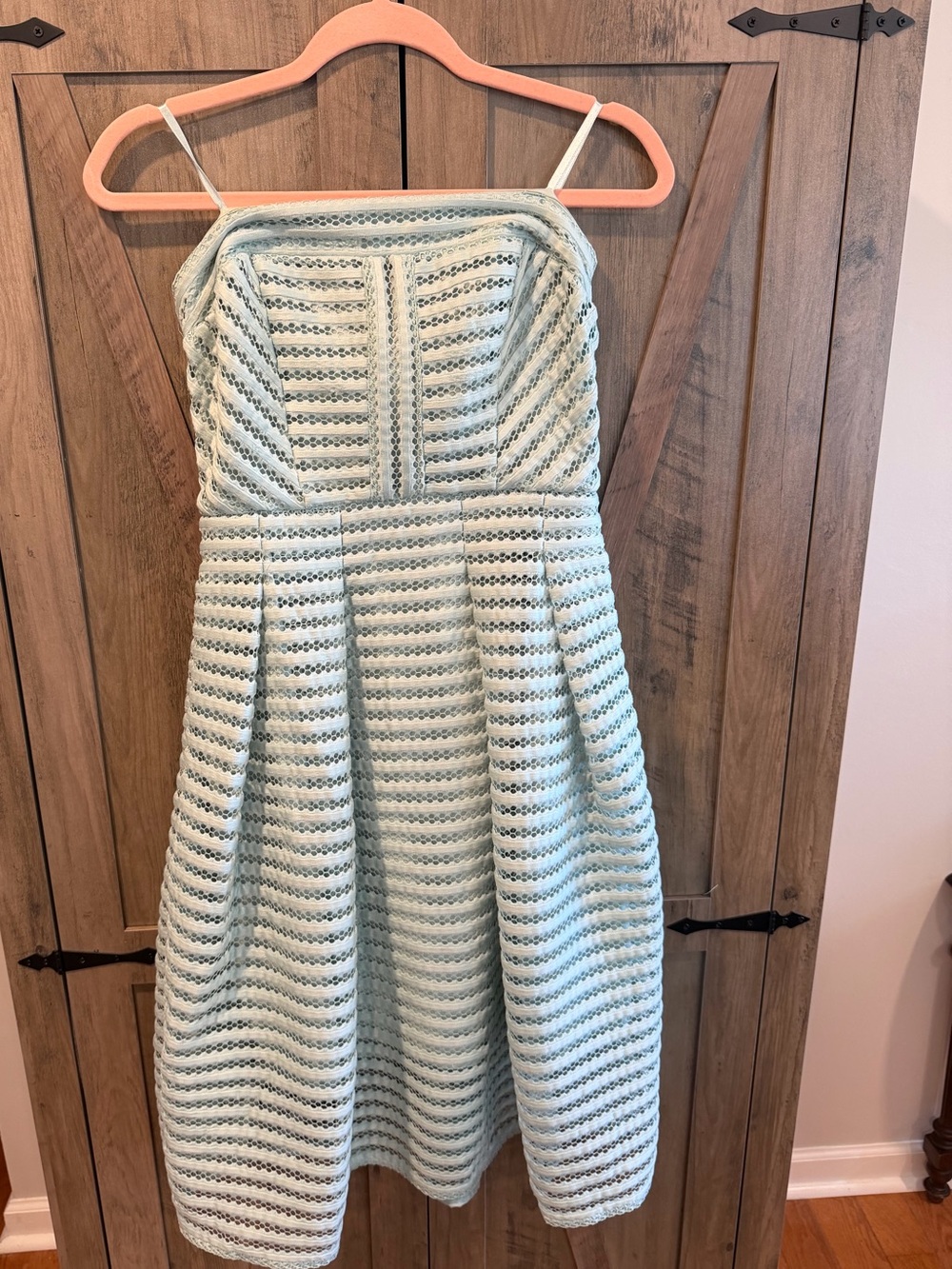 New York & Co Strapless Blue Mint Crochet Fit & Flare Cocktail Dress Fairycore